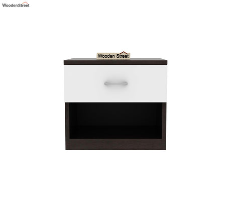 Drewno Bedside Table (Flowery Wenge-Frosty White Finish)
