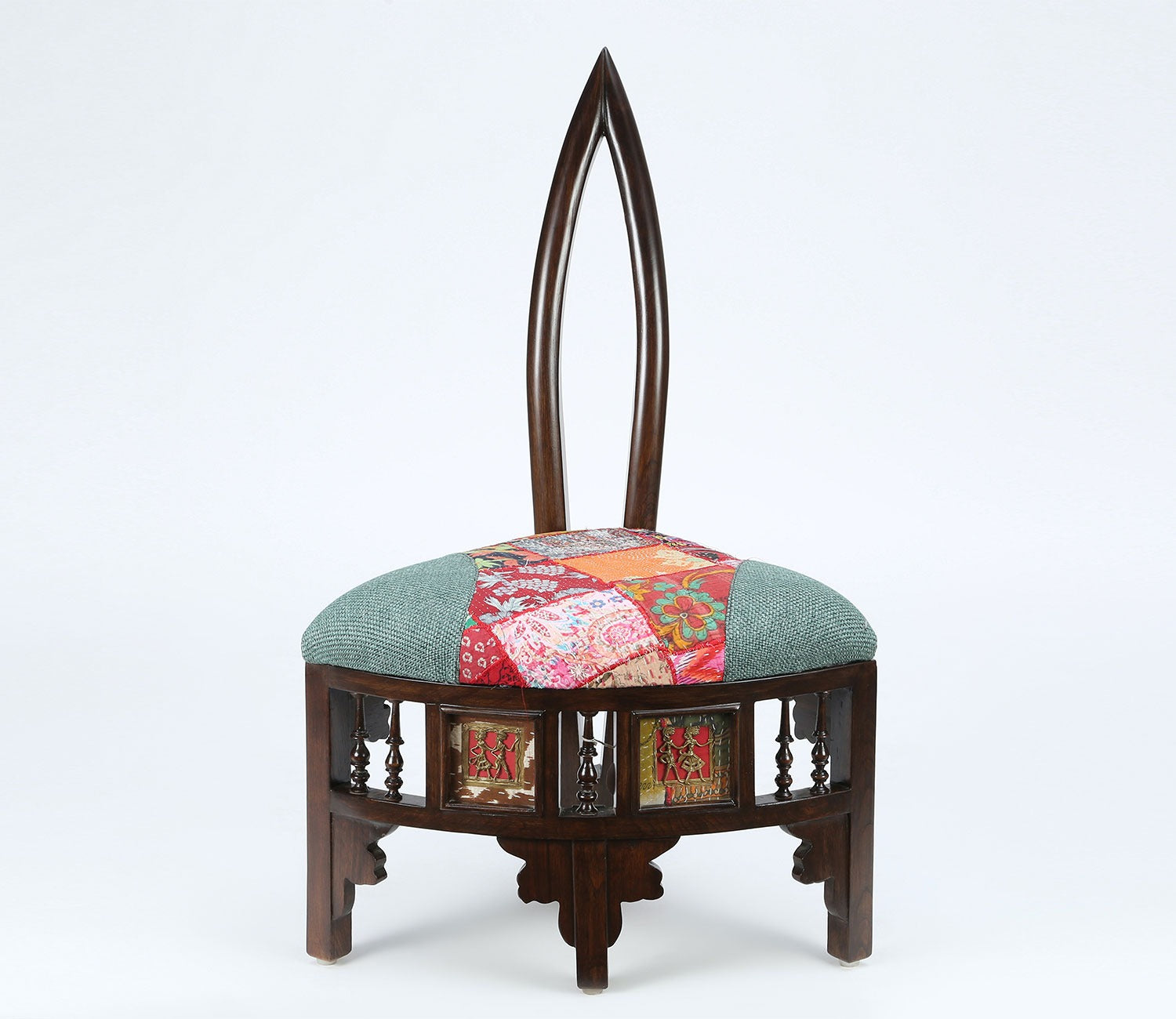 Helena-II Lobby Chair (Small) with Stylish Backrest created in Teak Wood with Walnut Finish