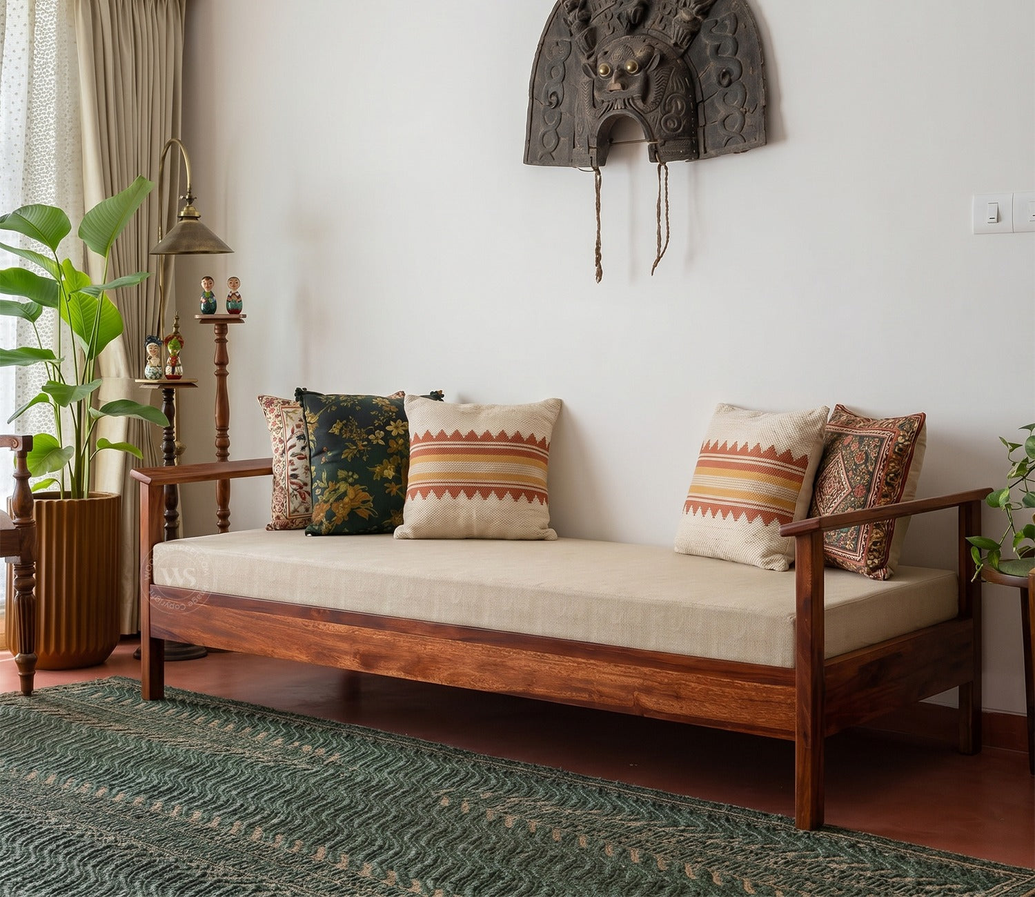 Leona Divan with Mattress (Honey Finish)