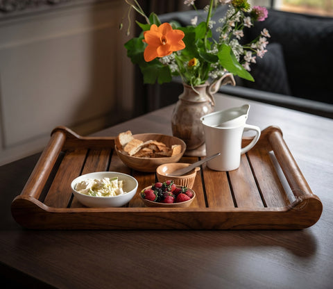 Cruiser Mango Wood Handcrafted Rectangular Serving Tray (Medium)