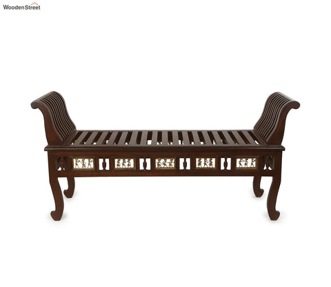 Myla Ottoman Double Seater in Striped Wood Pattern with Walnut Finish
