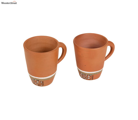 Knosh Classic Earthen Mugs with Tribal Motifs (Set of 2)
