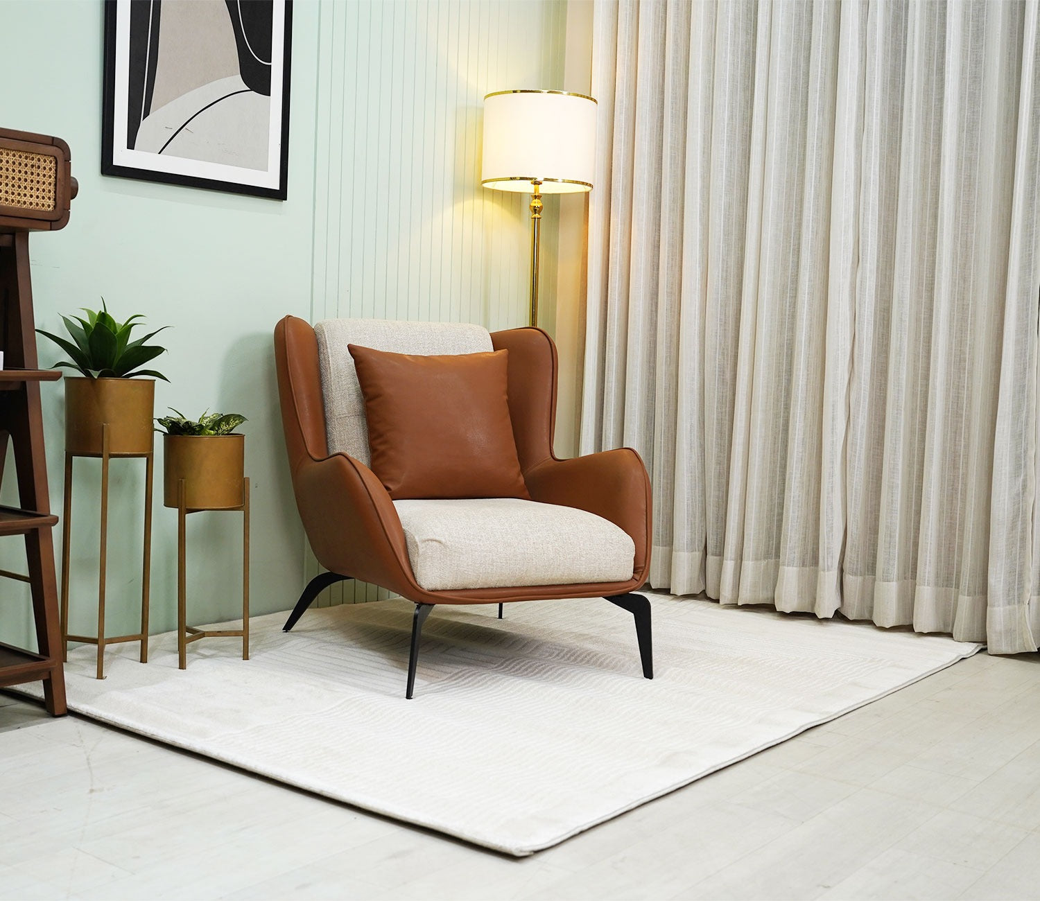 Cosmo Beige Plain Solid carpet (7.5 x 5 Feet)