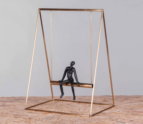 Human on a Golden Swing Figurine (S, Black)