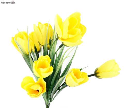 Blissful Bunch Of Roses Artificial Flower- Set Of 5 (Yellow)