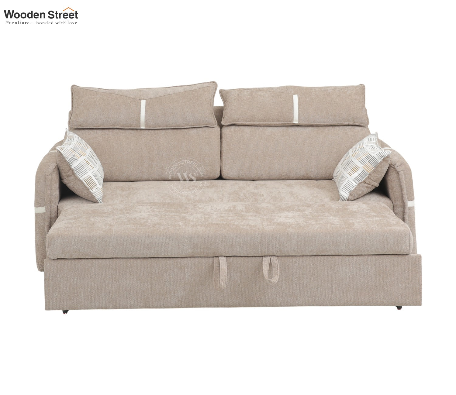 Centrica 3 Seater Premium Fabric Sofa Cum Bed Pull Out Mechanism (Brown)