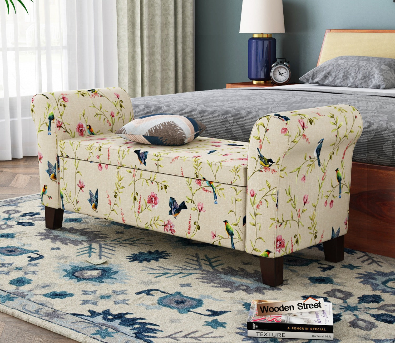 Jade Bench With Storage (Cream Robins)