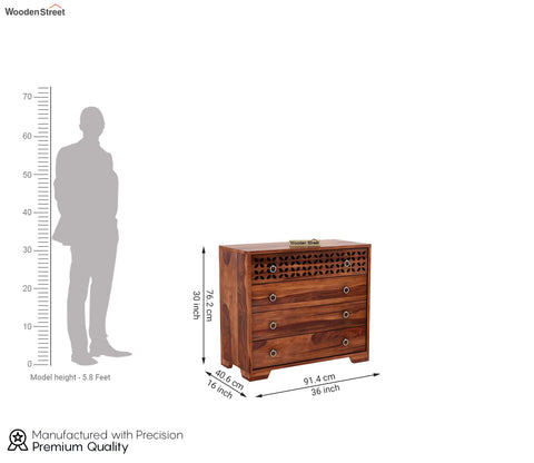 Alexus 4-Drawer Wooden Chest Of Drawers (Honey Finish)