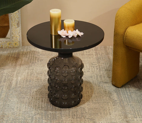 Suzzie Glass Round Coffee and Centre Table (Black)