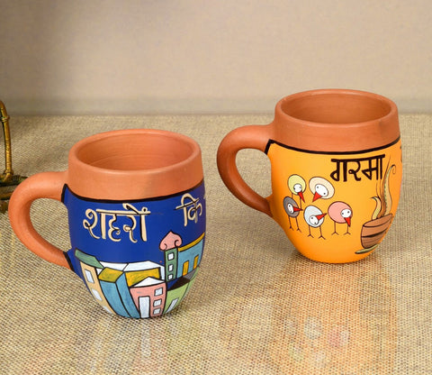 Earthen Elegance Hand Painted Chai Cups