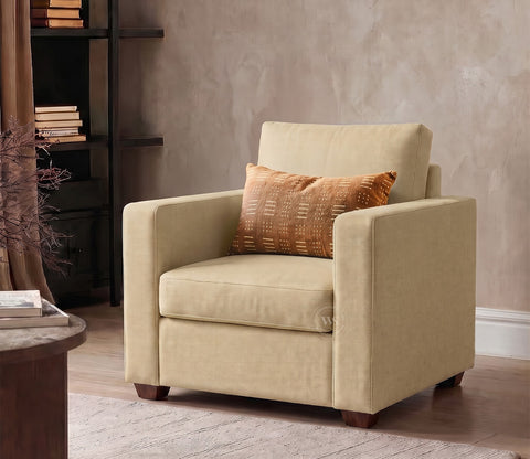Albus One Seater Fabric Sofa (Cotton, Irish Cream)
