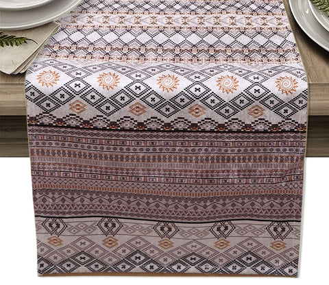 Yellow Line Velvet Printed Table Runner (72 x 14 inches)