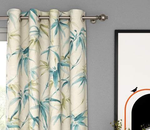 Fern 1 Piece Light-Filtering Curtain (Blue, 7 Feet)