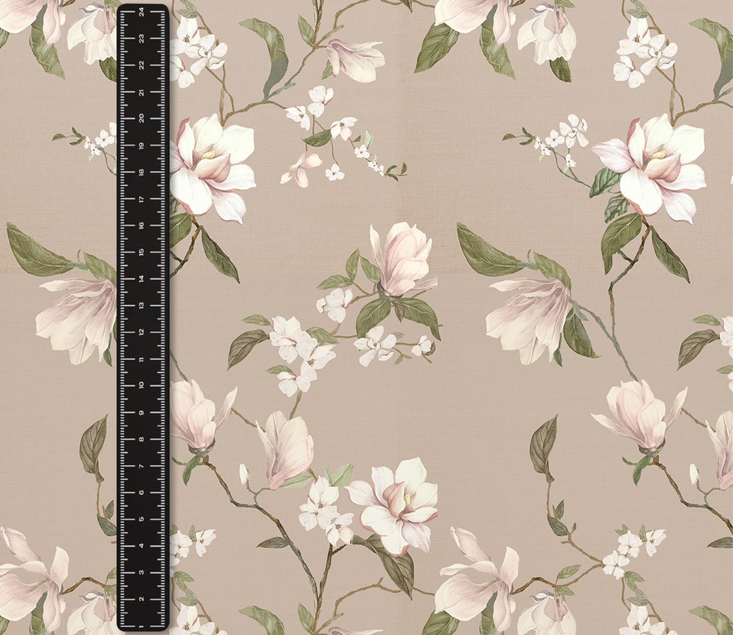 Magnolia Beige Printed Cotton Fabric