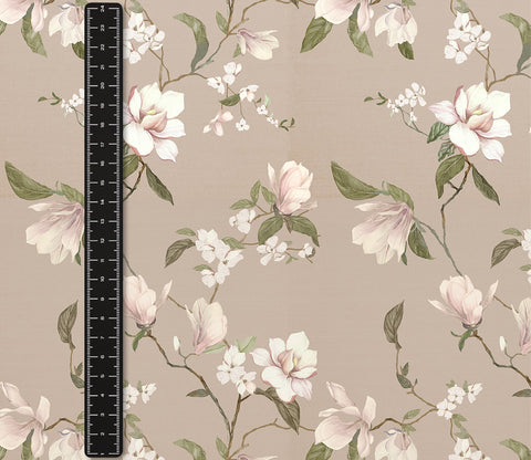 Magnolia Beige Printed Cotton Fabric