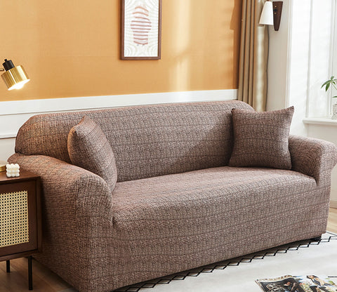 Hester Classic Textured Solid Colored Polyester Spandex 1 Seater Sofa Cover (Maroon)