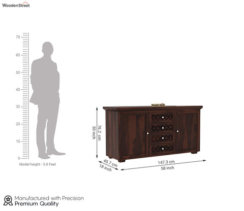 Cambrey Sheesham Wood Storage Cabinets and Sideboard (Walnut Finish)