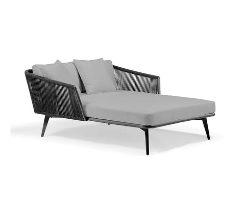 Black Unique Outdoor Daybed With Grey Cushions