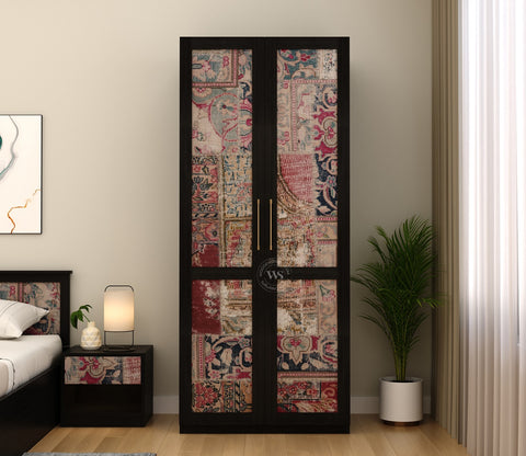 Tactica Engineered Wood Wardrobe with Textured MDF Accented Doors & Drawer Storage (Patchwork Multi)