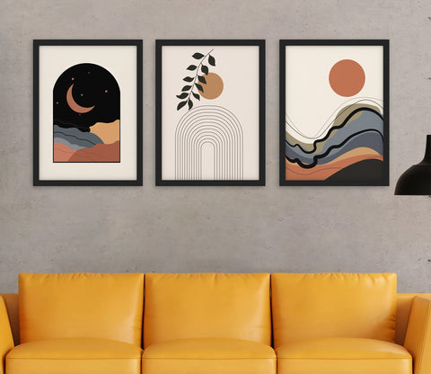 Mid-century Hues of Nature Wall Frame (Rectangle, Black, 18x24 Inch, Matte Paper)