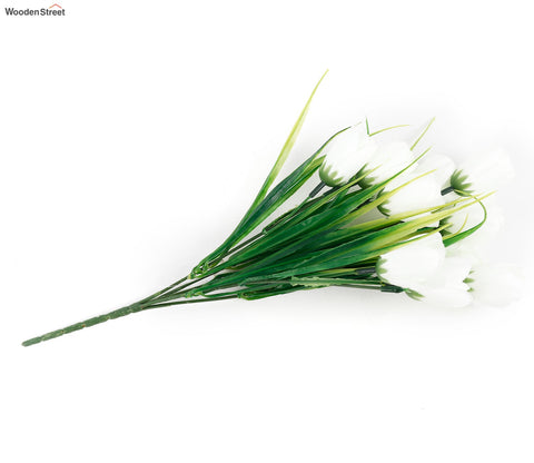 Blissful Bunch Of Roses Artificial Flower- Set Of 5 (White)