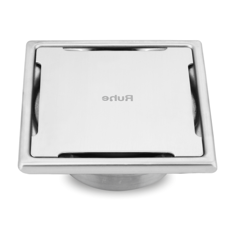 Trueliving_Diamond Silver Square 304-Grade Floor Drain with Collar & Cockroach Trap (6 x 6 Inches)