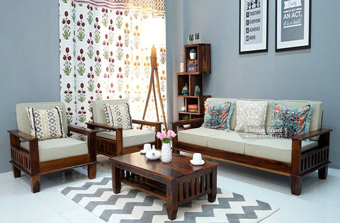 Quartz Wooden Sofa Set (Honey Irish Cream)