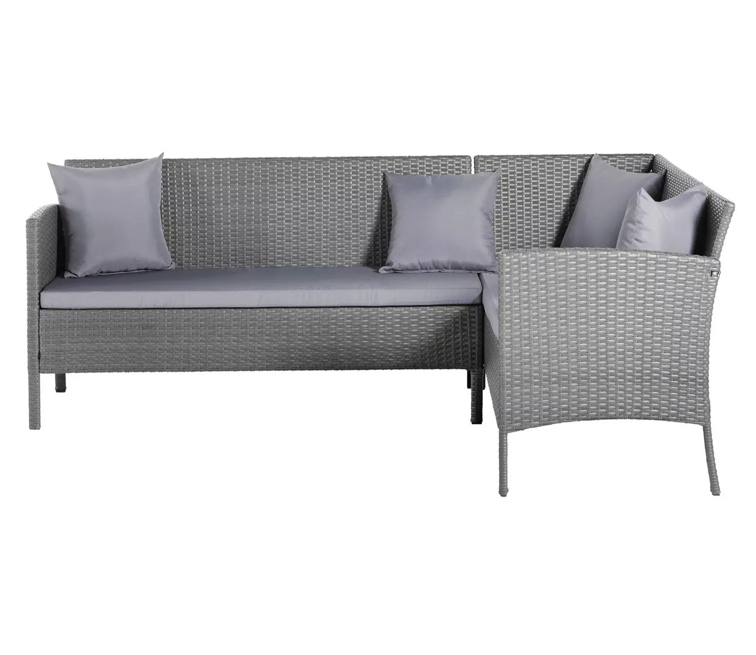 Grey Rattan And Wicker 8 Seater Patio Set With Table And Grey Cushions