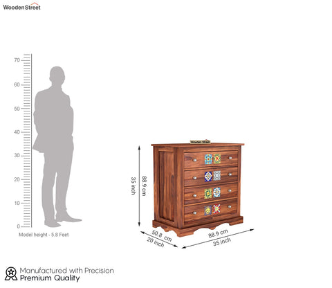 Boho 4-Drawer Wooden Chest Of Drawers (Honey Finish)