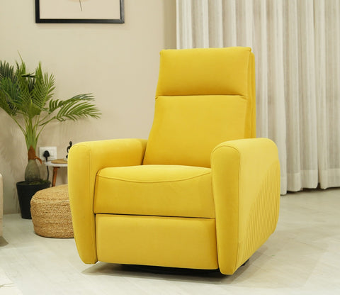 Nivaan Suede Rocking Revolving Motorized Recliner R3 (Yellow)