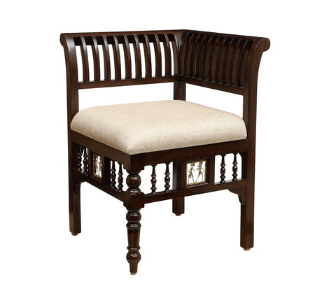 Polo Single Seater L Sofa in Striped Wood Pattern created in Teakwood with Walnut Finish