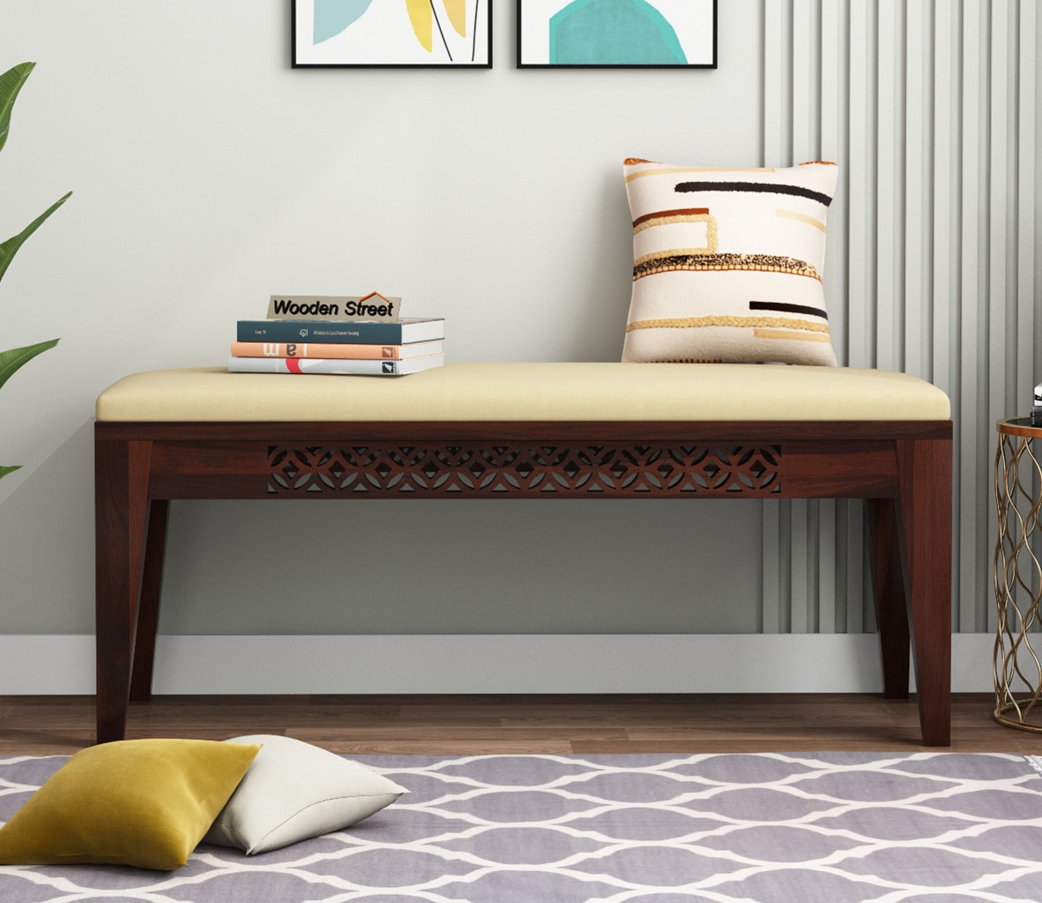 Cambrey Bench without Backrest (Walnut Finish)