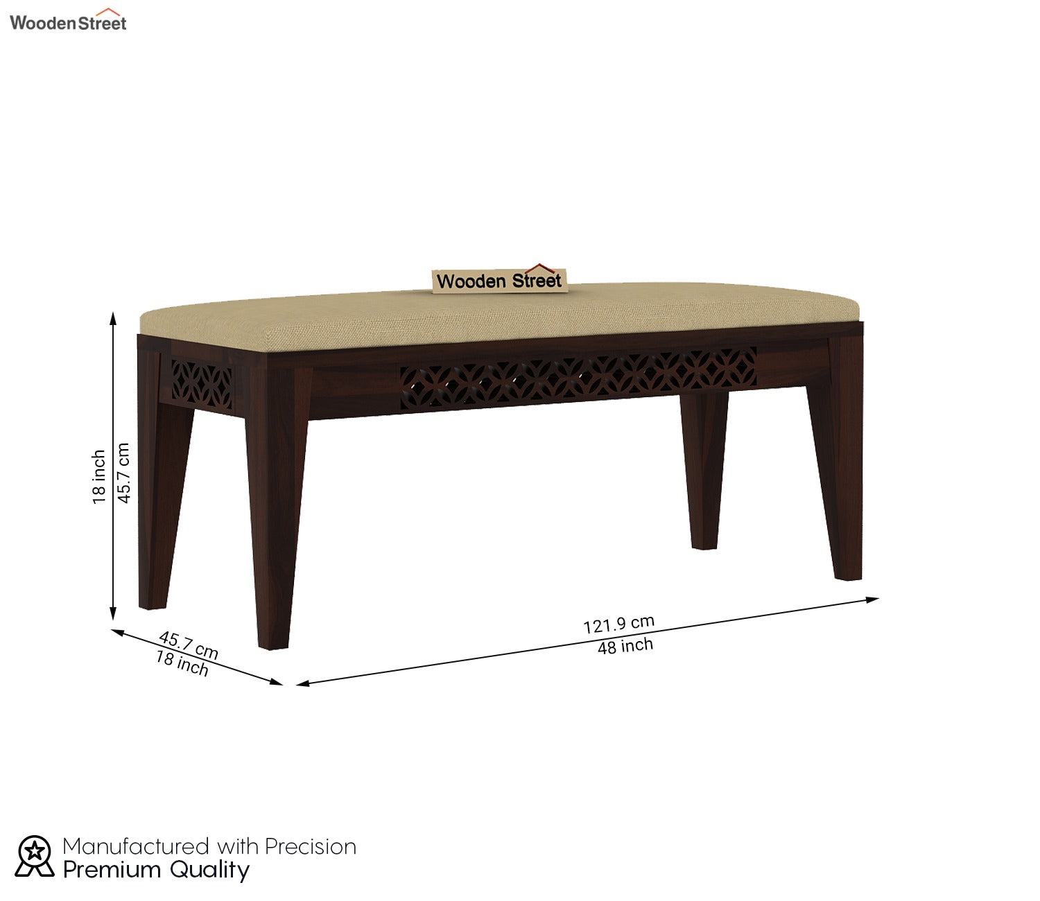 Cambrey Bench without Backrest (Walnut Finish)