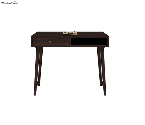 Lynton Study Table with Drawer and Open Storage (Walnut Finish)