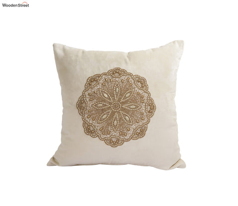 Beaded Velvet Cushion Covers - Set of 2 (Ivory, 18 x 18 inch)