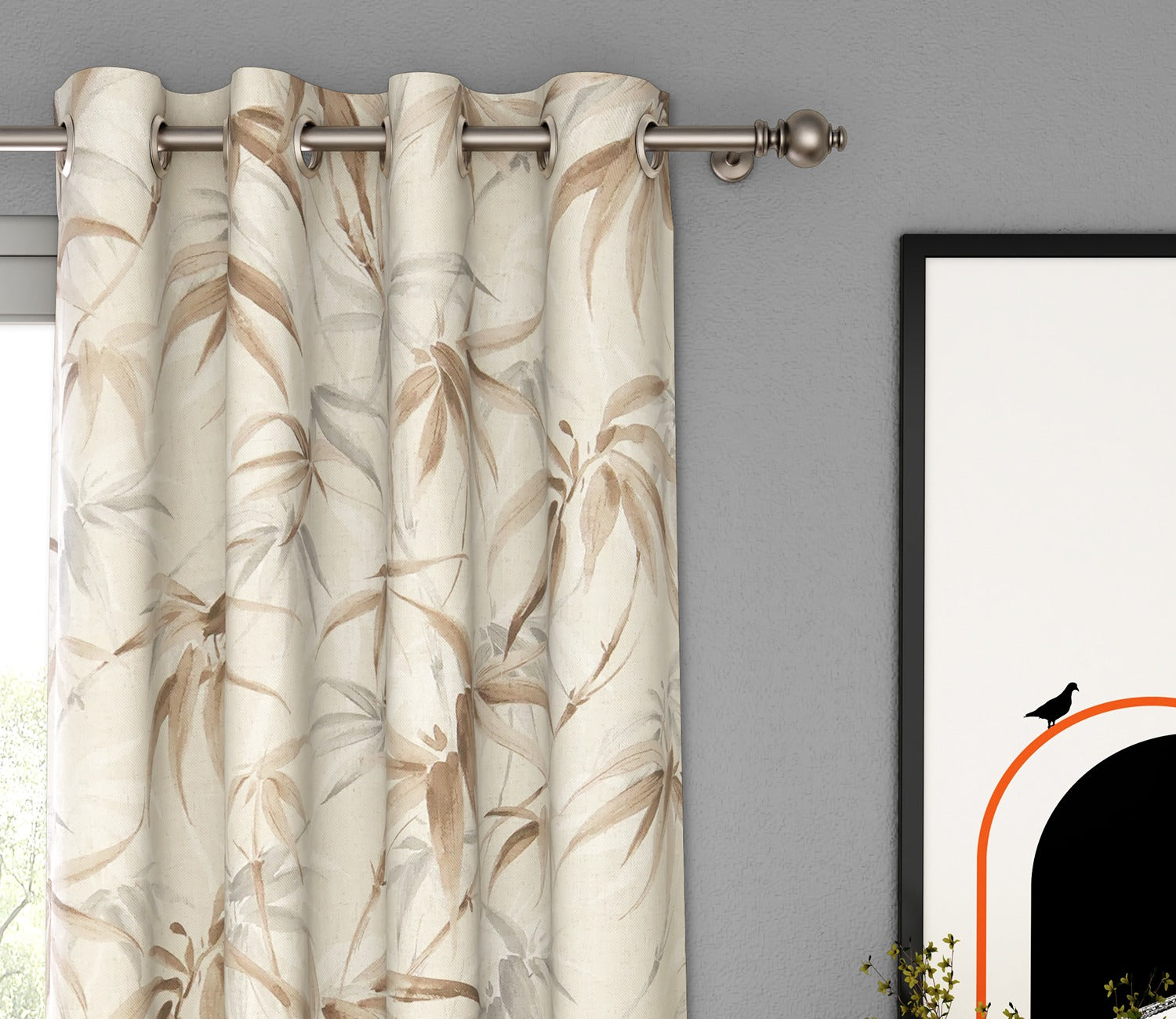 Fern Light-Filtering Door Curtains Set of 2 (Grey, 7 Feet)