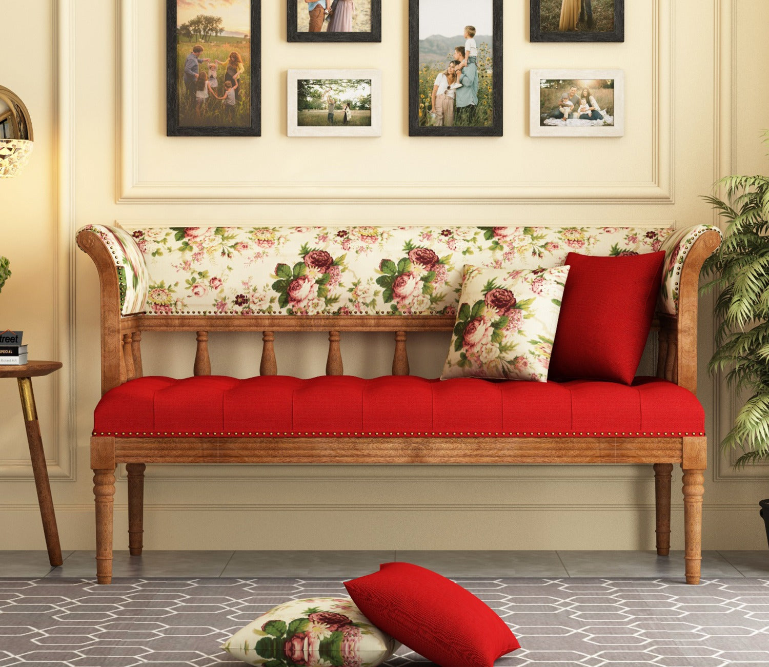 Reyes Bench With Back Rest (Cotton, Cream Blossom)
