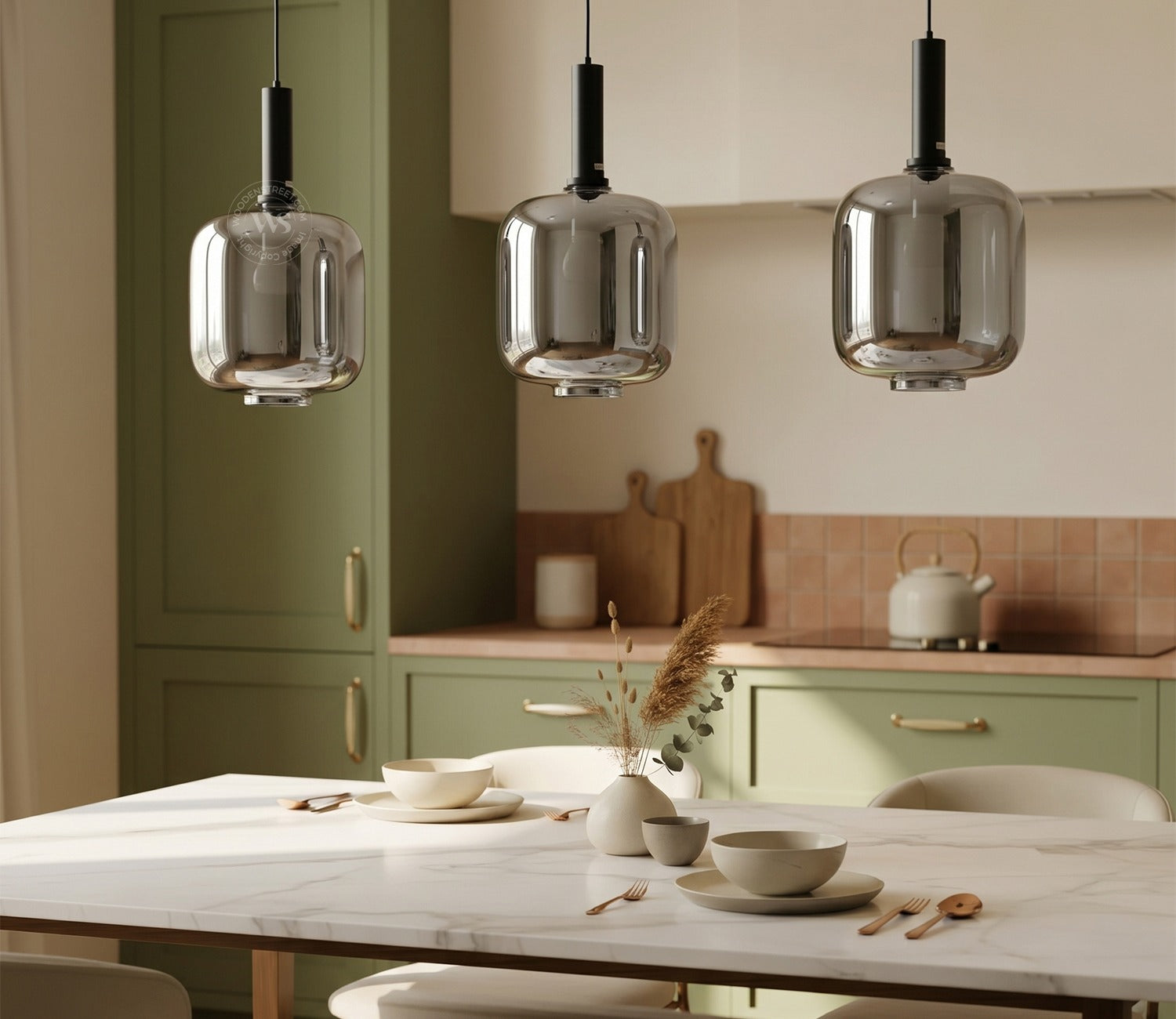 Lustrous Glass Pendant Light (Grey)