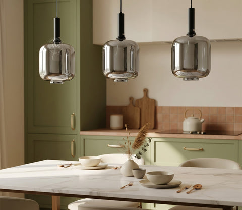 Lustrous Glass Pendant Light (Grey)