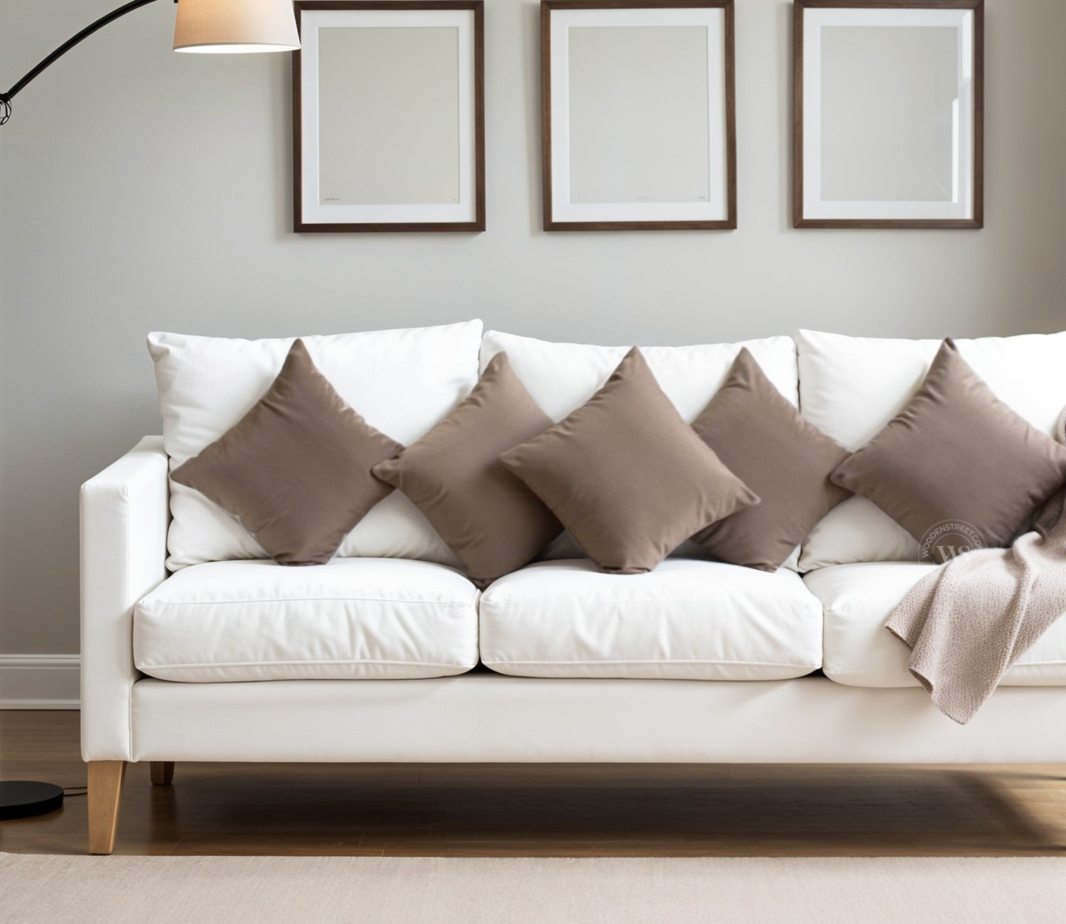 Cupid Velvet Cushion Cover - Pack of 5 (16 x 16 Inches, Pearl Beige)