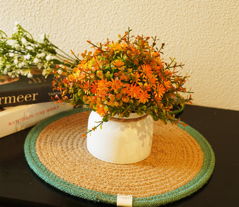 Magnificat Artificial Flowers With Pot (Orange)