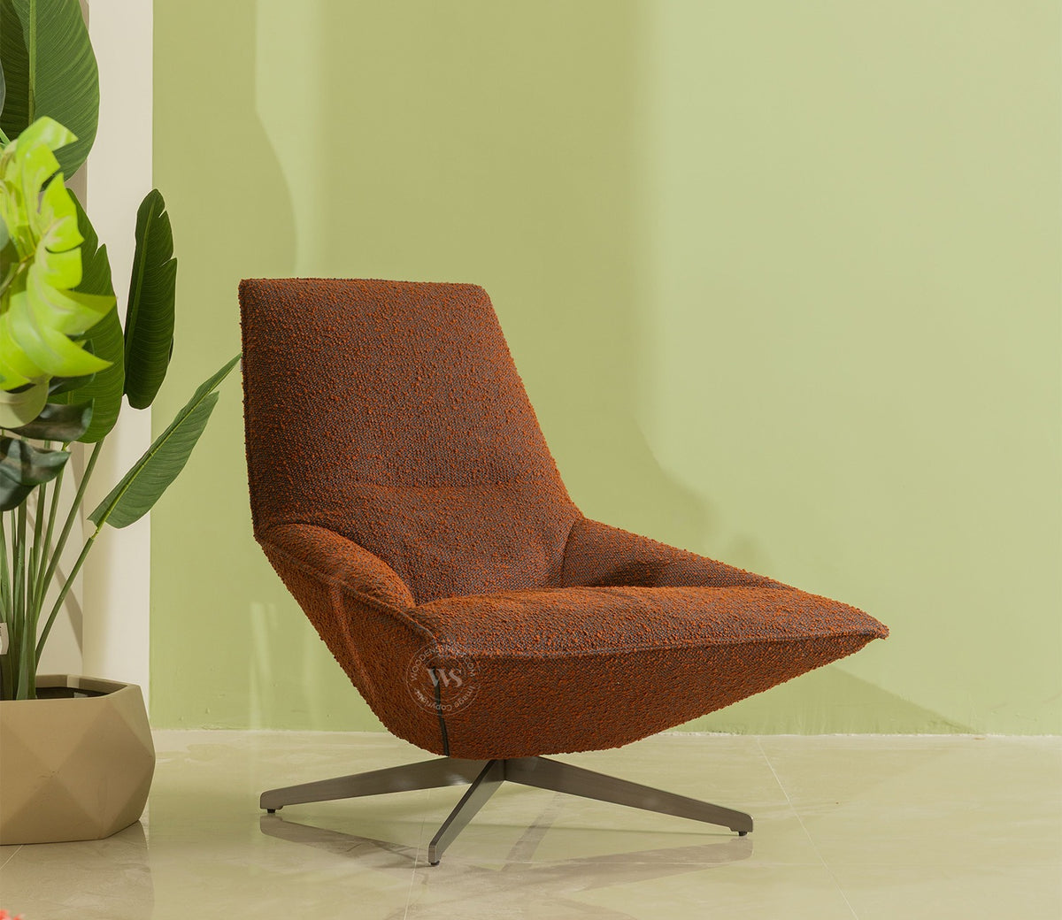 Anker Modern Upholstered Lounge Chair (Rust Brown)