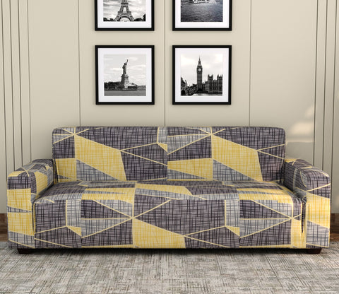 Mosera Printed Polyester Spandex 3 Seater Sofa Cover (Multi Color)