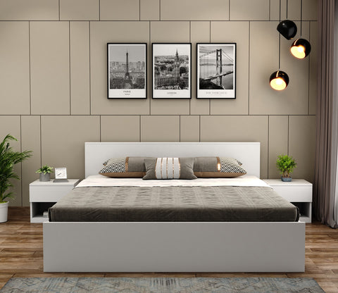 Clemency Bed without Storage (Queen Size, Frosty White Finish)