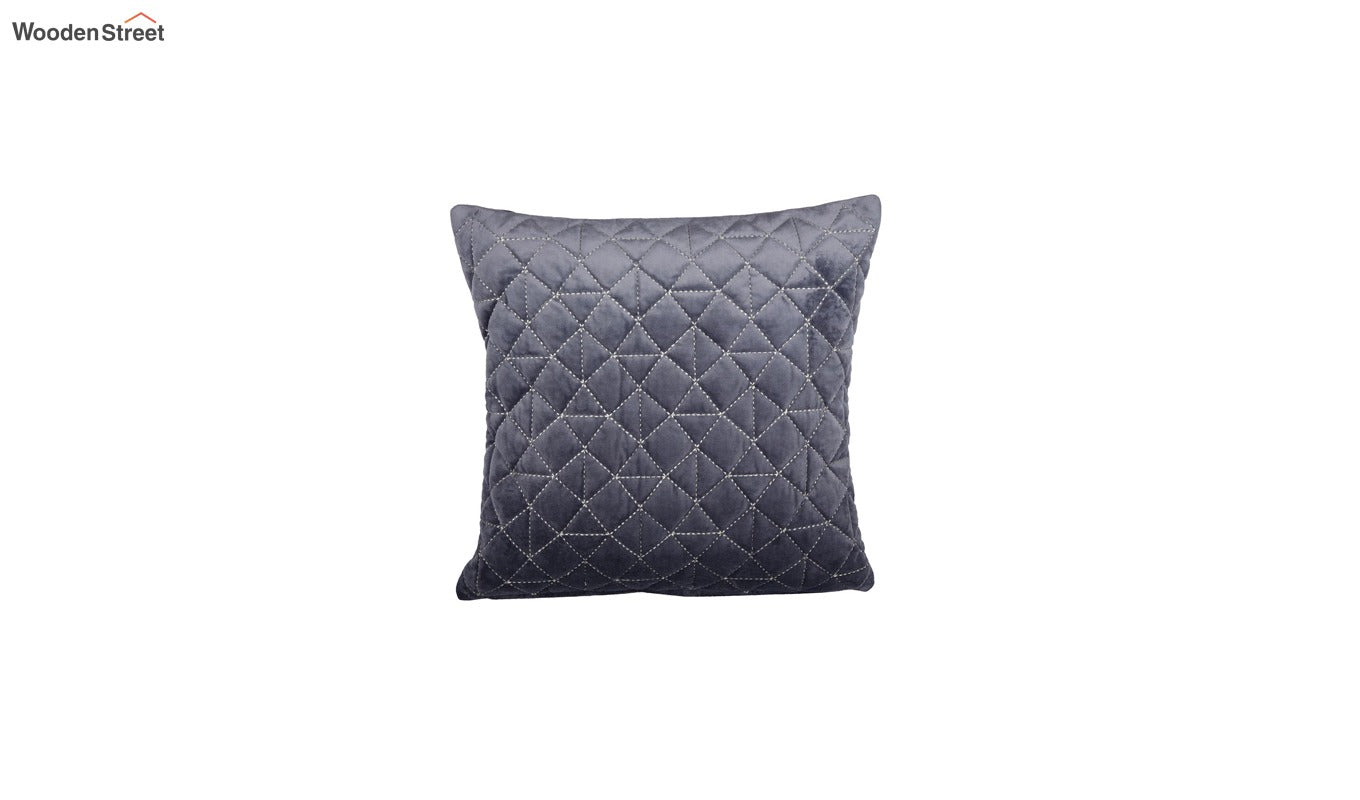 Velvet Quilted Cushion Cover - Set Of 1 (Grey, 18 x 18 inch)