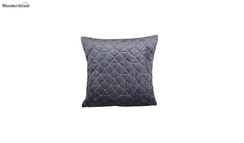 Velvet Quilted Cushion Cover - Set Of 1 (Grey, 18 x 18 inch)