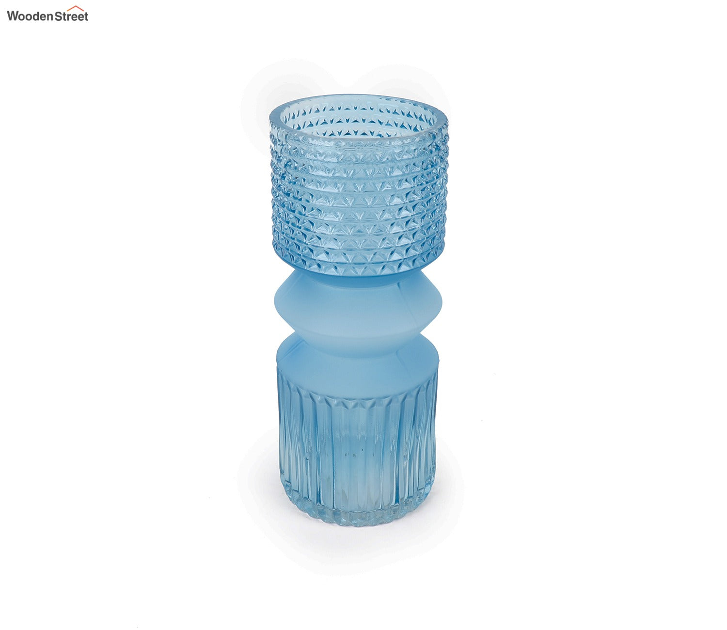 Floral Pottery Glass Vase (Blue)