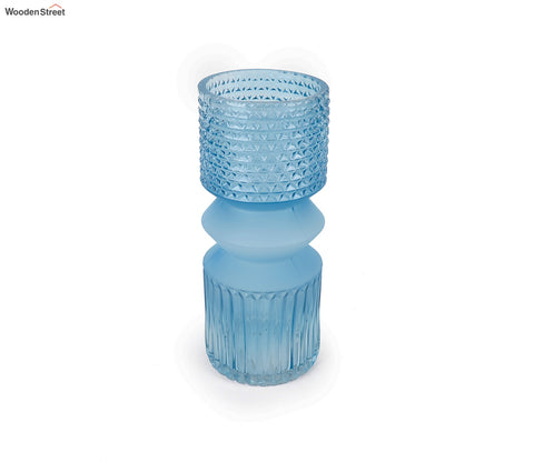 Floral Pottery Glass Vase (Blue)