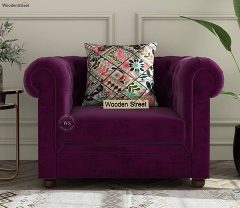 Henry 1 Seater Sofa (Velvet, Mulberry Pink)