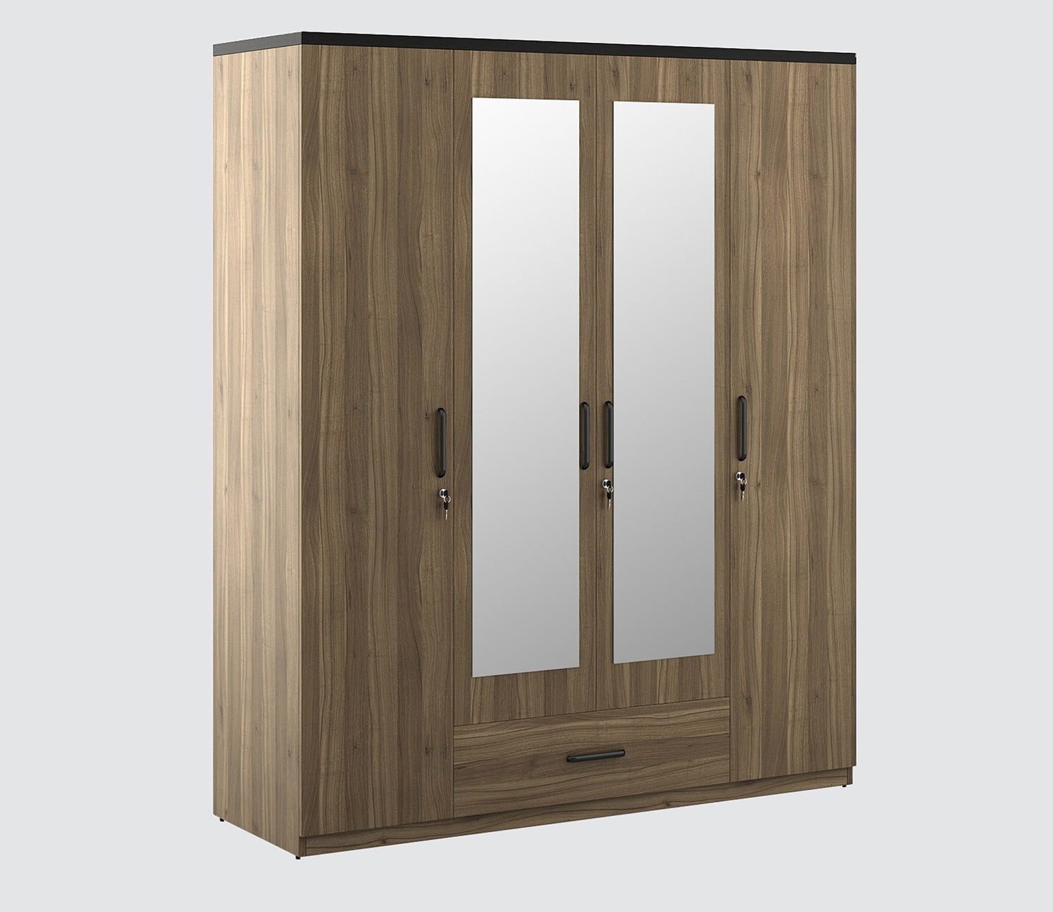 Kosmo Hover 4 Door Engineered Wood Wardrobe With Mirror